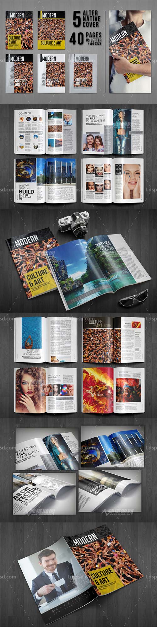 Modern Magazine,indesign模板－商业杂志(40页/通用型)